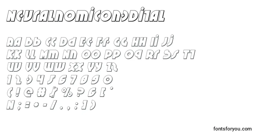 Neuralnomicon3Dital-fontti – aakkoset, numerot, erikoismerkit