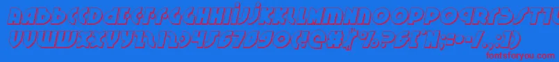 Neuralnomicon3Dital-Schriftart – Rote Schriften auf blauem Hintergrund