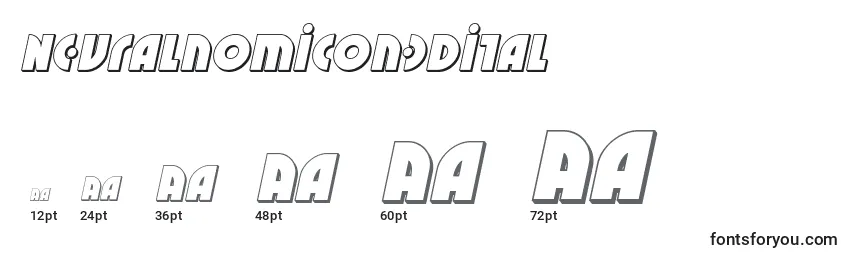 Размеры шрифта Neuralnomicon3Dital