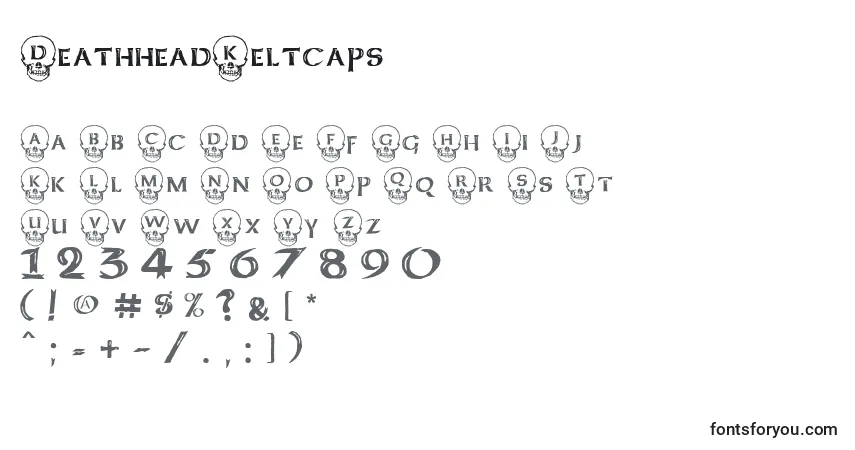 A fonte DeathheadKeltcaps – alfabeto, números, caracteres especiais