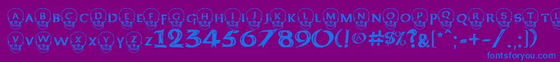 DeathheadKeltcaps Font – Blue Fonts on Purple Background