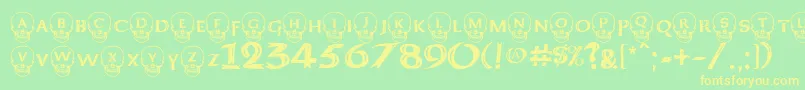 DeathheadKeltcaps Font – Yellow Fonts on Green Background