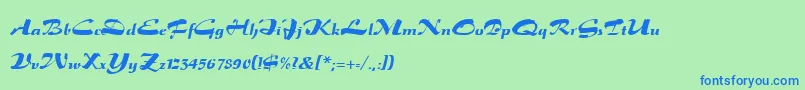 Salto Font – Blue Fonts on Green Background