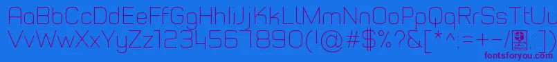 Czcionka TypoStyleThinDemo – fioletowe czcionki na niebieskim tle