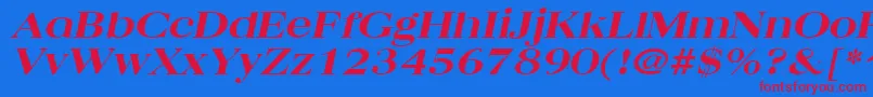 QuantasbroadextraboldItalic Font – Red Fonts on Blue Background