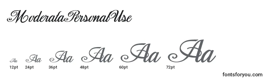 ModerataPersonalUse Font Sizes