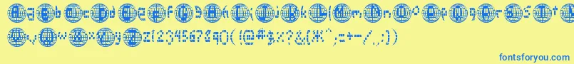 Disco2000-Schriftart – Blaue Schriften auf gelbem Hintergrund