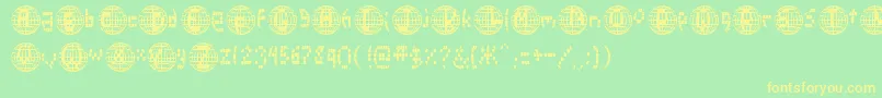 Disco2000-Schriftart – Gelbe Schriften auf grünem Hintergrund