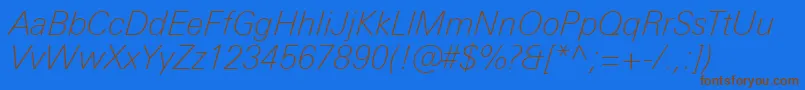 UniversNextProThinItalic Font – Brown Fonts on Blue Background