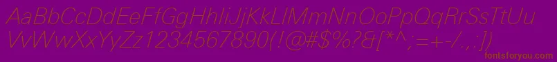 UniversNextProThinItalic Font – Brown Fonts on Purple Background