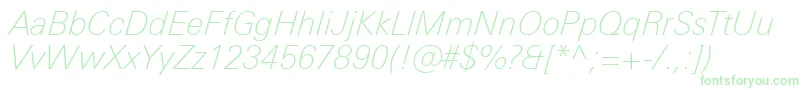 UniversNextProThinItalic-Schriftart – Grüne Schriften