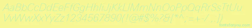 UniversNextProThinItalic Font – Green Fonts on Yellow Background