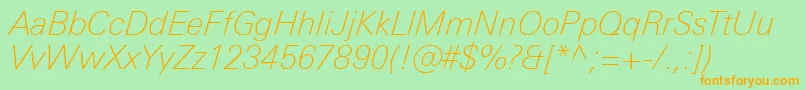 UniversNextProThinItalic Font – Orange Fonts on Green Background
