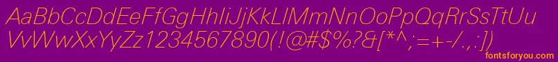 UniversNextProThinItalic Font – Orange Fonts on Purple Background