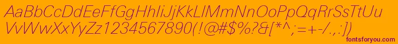 UniversNextProThinItalic Font – Purple Fonts on Orange Background