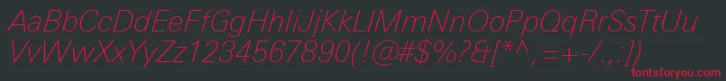 Czcionka UniversNextProThinItalic – czerwone czcionki na czarnym tle