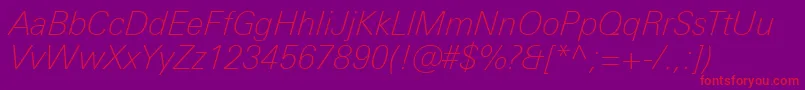 UniversNextProThinItalic Font – Red Fonts on Purple Background