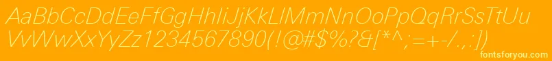UniversNextProThinItalic Font – Yellow Fonts on Orange Background