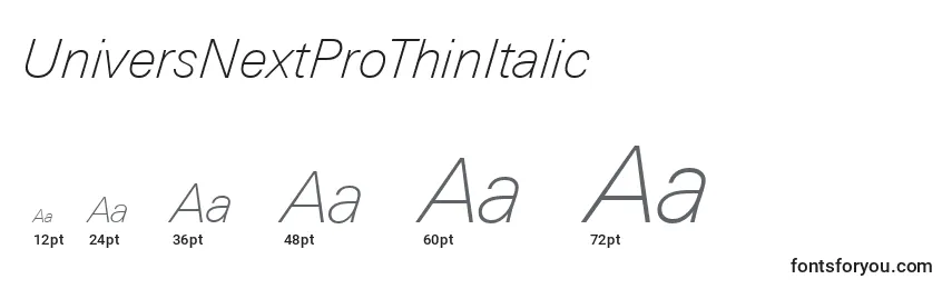 UniversNextProThinItalic Font Sizes