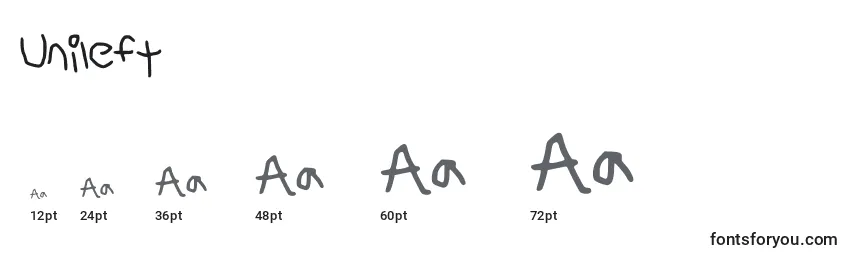 Unileft Font Sizes