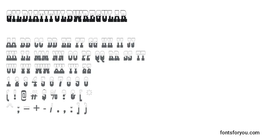 Шрифт GildiatitulbwRegular – алфавит, цифры, специальные символы