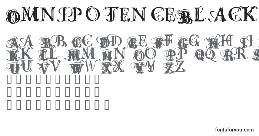 Schriftart OmnipotenceBlack – Alphabet, Zahlen, spezielle Symbole