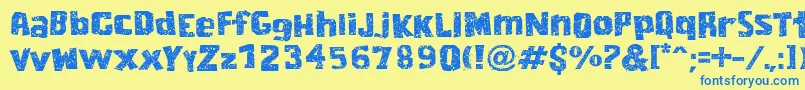 CordelEncarnadoIi Font – Blue Fonts on Yellow Background