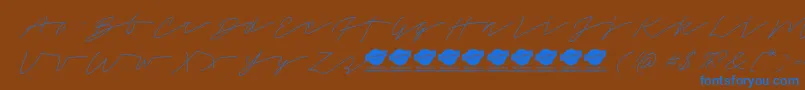 TamoroscriptPersonaluseonly Font – Blue Fonts on Brown Background