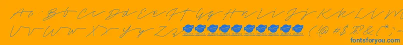TamoroscriptPersonaluseonly Font – Blue Fonts on Orange Background