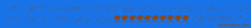 TamoroscriptPersonaluseonly Font – Brown Fonts on Blue Background