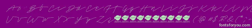 TamoroscriptPersonaluseonly Font – Green Fonts on Purple Background