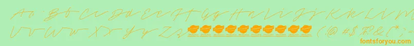 TamoroscriptPersonaluseonly-fontti – oranssit fontit vihreällä taustalla