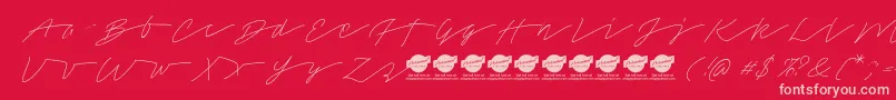 TamoroscriptPersonaluseonly Font – Pink Fonts on Red Background