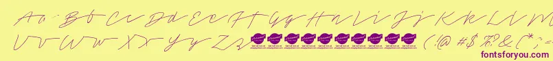 Шрифт TamoroscriptPersonaluseonly – фиолетовые шрифты на жёлтом фоне