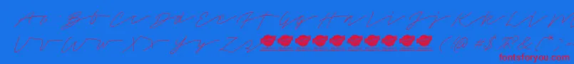 TamoroscriptPersonaluseonly Font – Red Fonts on Blue Background