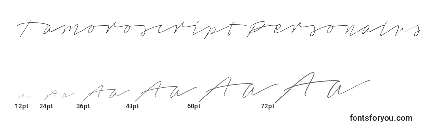 Размеры шрифта TamoroscriptPersonaluseonly