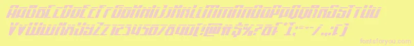 Quantummalicelaserital-Schriftart – Rosa Schriften auf gelbem Hintergrund