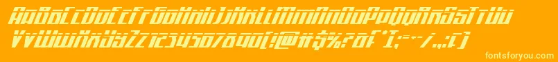 Quantummalicelaserital-Schriftart – Gelbe Schriften auf orangefarbenem Hintergrund