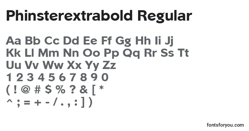Czcionka Phinsterextrabold Regular – alfabet, cyfry, specjalne znaki