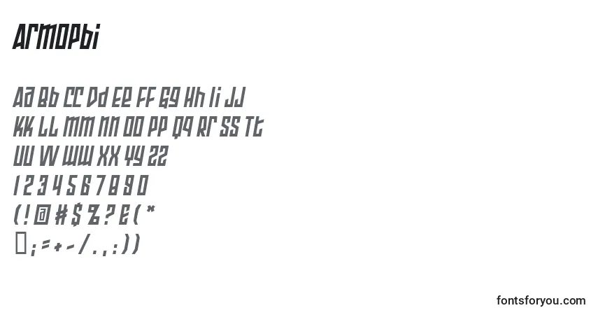 Schriftart Armopbi – Alphabet, Zahlen, spezielle Symbole