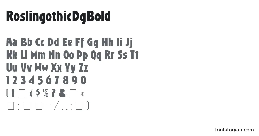 A fonte RoslingothicDgBold – alfabeto, números, caracteres especiais