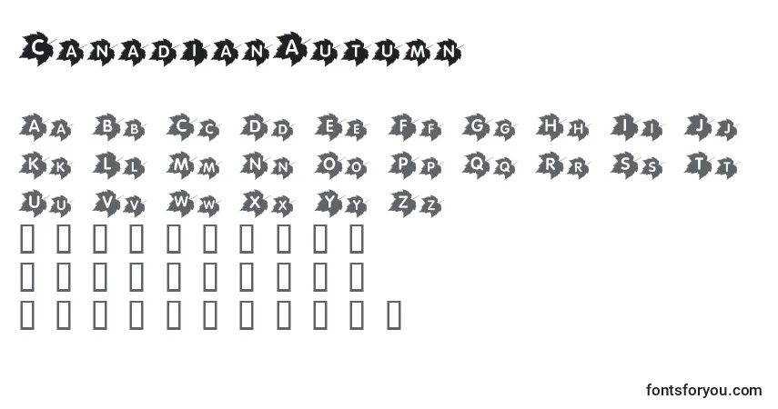 Шрифт CanadianAutumn – алфавит, цифры, специальные символы
