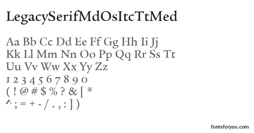 Czcionka LegacySerifMdOsItcTtMed – alfabet, cyfry, specjalne znaki