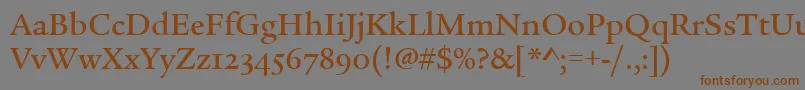 LegacySerifMdOsItcTtMed-Schriftart – Braune Schriften auf grauem Hintergrund