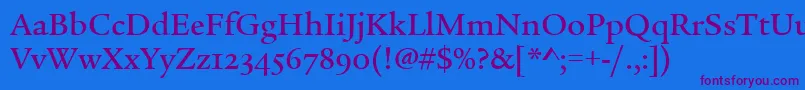 LegacySerifMdOsItcTtMed Font – Purple Fonts on Blue Background