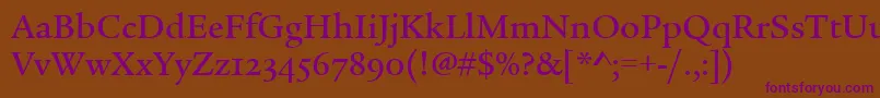 LegacySerifMdOsItcTtMed Font – Purple Fonts on Brown Background