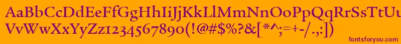 LegacySerifMdOsItcTtMed Font – Purple Fonts on Orange Background