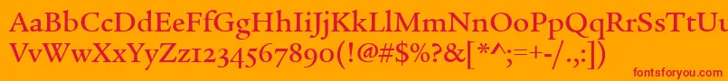 LegacySerifMdOsItcTtMed Font – Red Fonts on Orange Background
