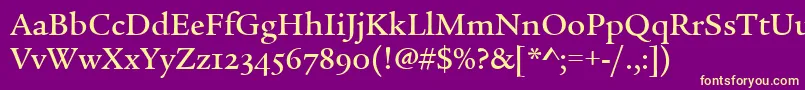 LegacySerifMdOsItcTtMed Font – Yellow Fonts on Purple Background