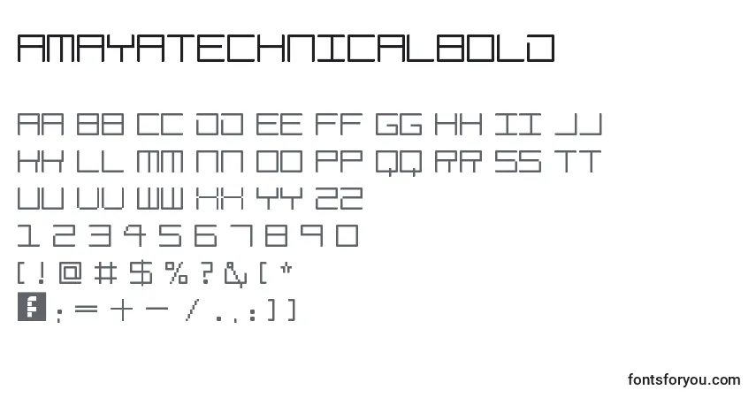 Шрифт AmayaTechnicalBold – алфавит, цифры, специальные символы